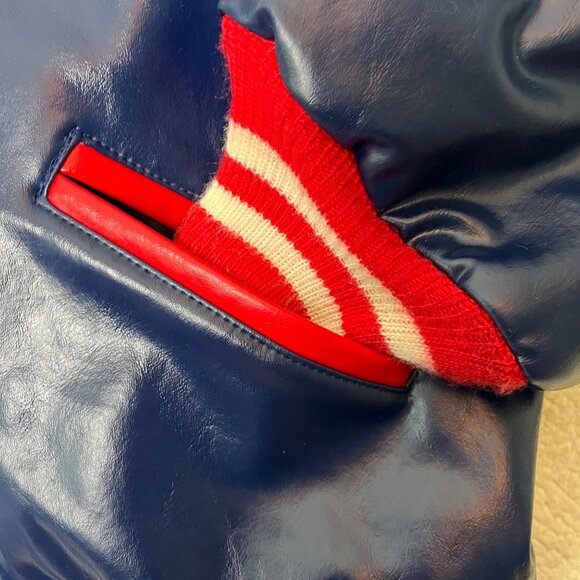 VTG Superman Varsity Jacket Mens XXL Blue Red & White Stripes Justice League USA - Picture 5 of 16